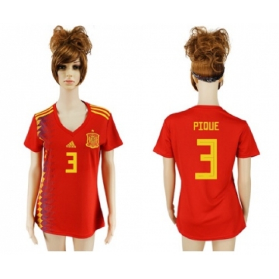 Women's Spain 4 Bartra Red Home Soccer Country Jersey