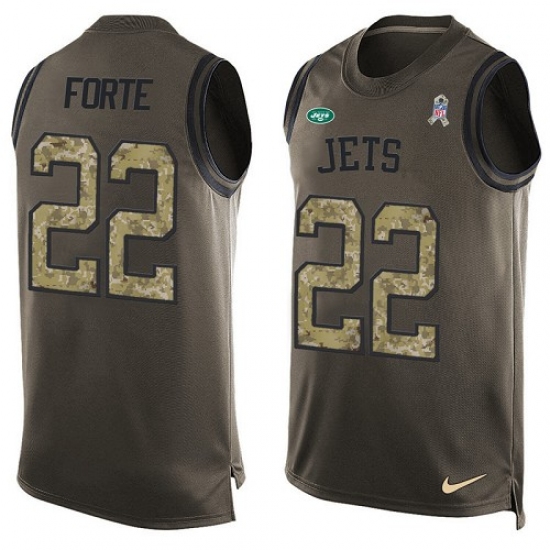 Men's Nike New York Jets 22 Matt Forte Limited Green Salute to Service Tank Top NFL Jersey