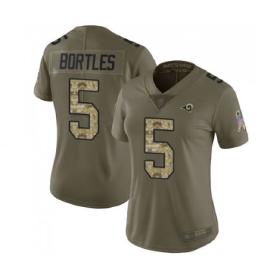 Women's Los Angeles Rams 5 Blake Bortles Limited Olive Camo 2017 Salute to Service Football Jersey