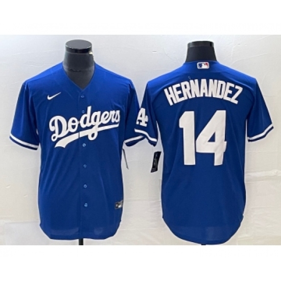 Men's Nike Los Angeles Dodgers 14 Enrique Hernandez Blue Stitched Cool Base Jersey