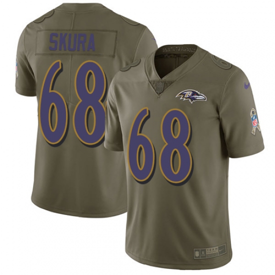Youth Nike Baltimore Ravens 68 Matt Skura Limited Olive 2017 Salute to Service NFL Jersey