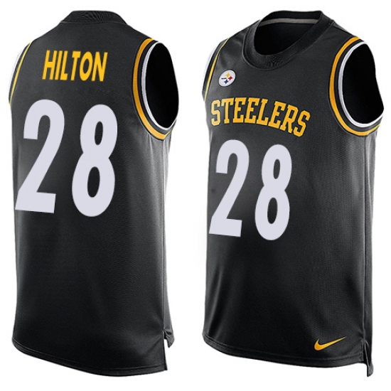 Men's Nike Pittsburgh Steelers 28 Mike Hilton Limited Black Player Name & Number Tank Top NFL Jersey