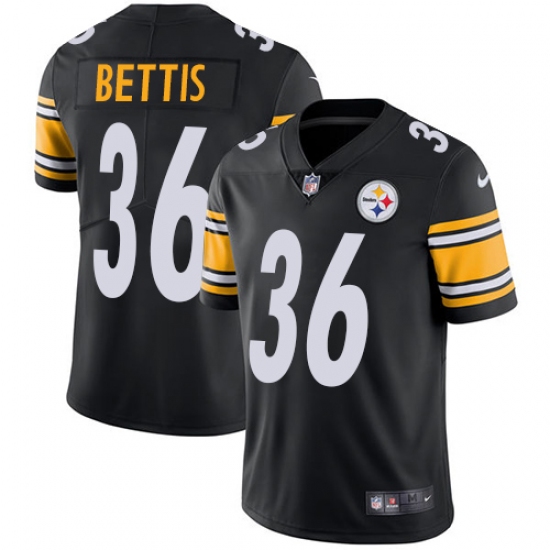 Men's Nike Pittsburgh Steelers 36 Jerome Bettis Black Team Color Vapor Untouchable Limited Player NFL Jersey