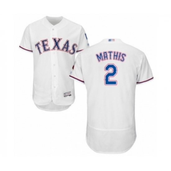 Men's Texas Rangers 2 Jeff Mathis White Home Flex Base Authentic Collection Baseball Player Jersey