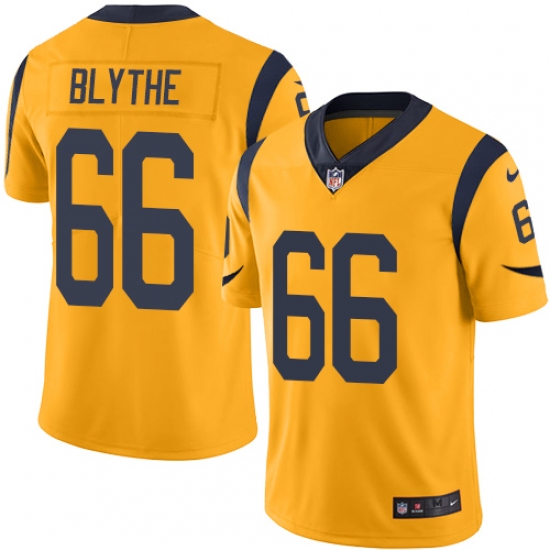 Men's Nike Los Angeles Rams 66 Austin Blythe Limited Gold Rush Vapor Untouchable NFL Jersey