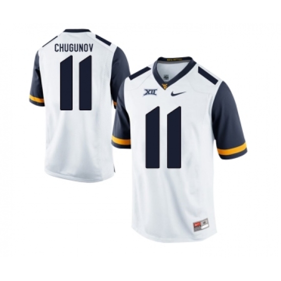 West Virginia Mountaineers 11 Chris Chugunov White College Football Jersey