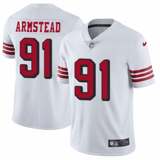 Men's Nike San Francisco 49ers 91 Arik Armstead Elite White Rush Vapor Untouchable NFL Jersey