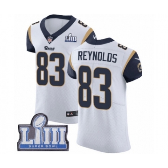 Men's Nike Los Angeles Rams 83 Josh Reynolds White Vapor Untouchable Elite Player Super Bowl LIII Bound NFL Jersey
