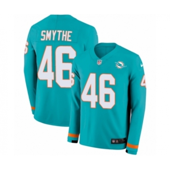 Men's Nike Miami Dolphins 46 Durham Smythe Limited Aqua Therma Long Sleeve NFL Jersey