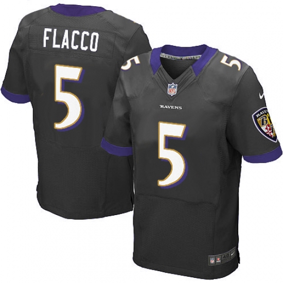 Men's Nike Baltimore Ravens 5 Joe Flacco Elite Black Alternate NFL Jersey