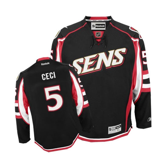 Men's Reebok Ottawa Senators 5 Cody Ceci Authentic Black Third NHL Jersey
