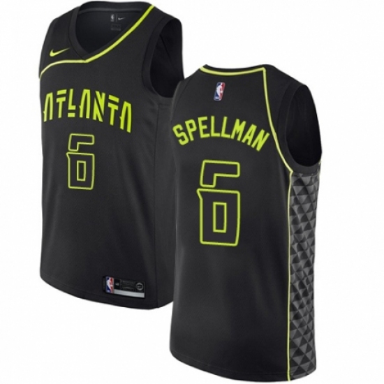 Men's Nike Atlanta Hawks 6 Omari Spellman Swingman Black NBA Jersey - City Edition