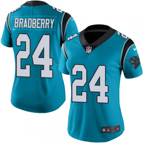 Women's Nike Carolina Panthers 24 James Bradberry Blue Alternate Vapor Untouchable Limited Player NFL Jersey