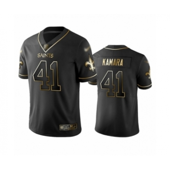 Men's New Orleans Saints 41 Alvin Kamara Limited Black Golden Edition Football Jersey
