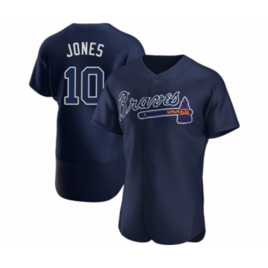 Men's Chipper Jones 10 Atlanta Braves Navy Authentic Alternate Team Name Jersey