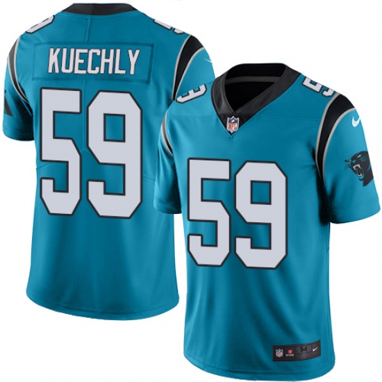 Youth Nike Carolina Panthers 59 Luke Kuechly Blue Alternate Vapor Untouchable Limited Player NFL Jersey