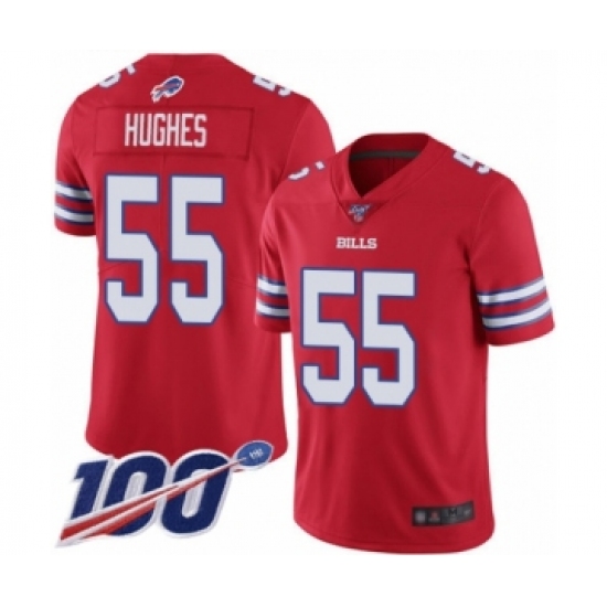 Men's Buffalo Bills 55 Jerry Hughes Limited Red Rush Vapor Untouchable 100th Season Football Jersey