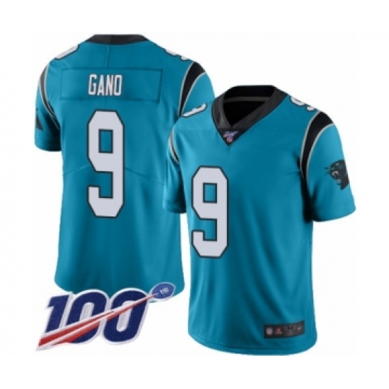Men's Carolina Panthers 9 Graham Gano Limited Blue Rush Vapor Untouchable 100th Season Football Jersey