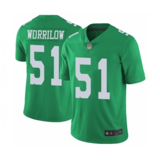 Men's Philadelphia Eagles 51 Paul Worrilow Limited Green Rush Vapor Untouchable Football Jersey