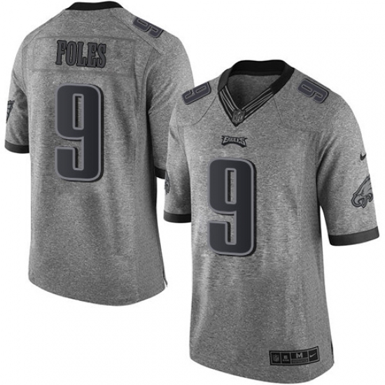 Men's Nike Philadelphia Eagles 9 Nick Foles Limited Gray Gridiron NFL Jersey