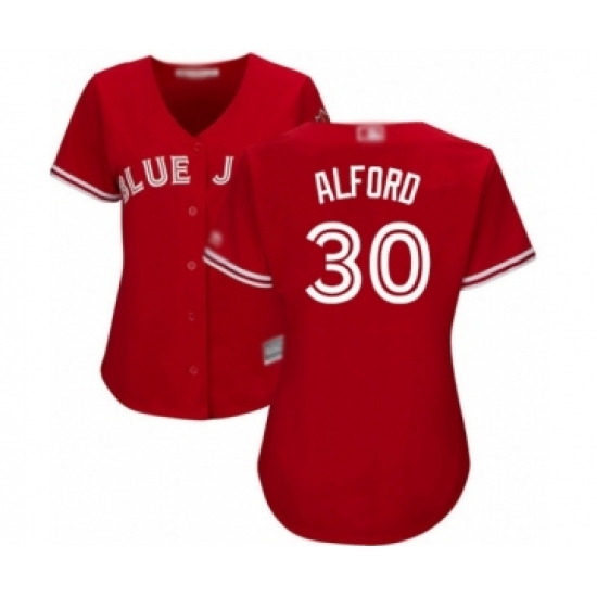 Women's Toronto Blue Jays 30 Anthony Alford Authentic Scarlet Alternate Baseball Player Jersey