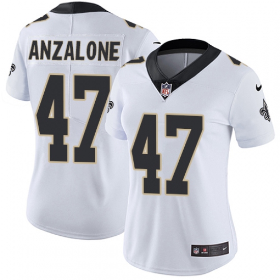 Women's Nike New Orleans Saints 47 Alex Anzalone Elite White NFL Jersey