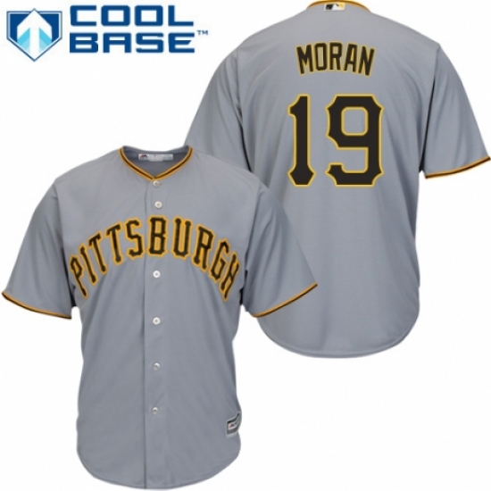 Men's Majestic Pittsburgh Pirates 19 Colin Moran Replica Grey Road Cool Base MLB Jersey