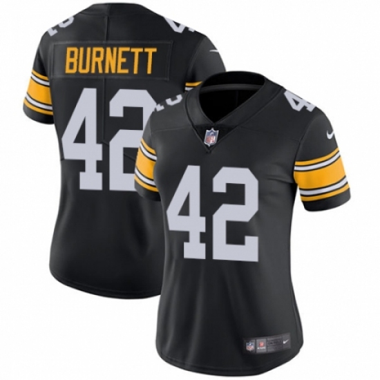 Women's Nike Pittsburgh Steelers 42 Morgan Burnett Black Alternate Vapor Untouchable Limited Player NFL Jersey