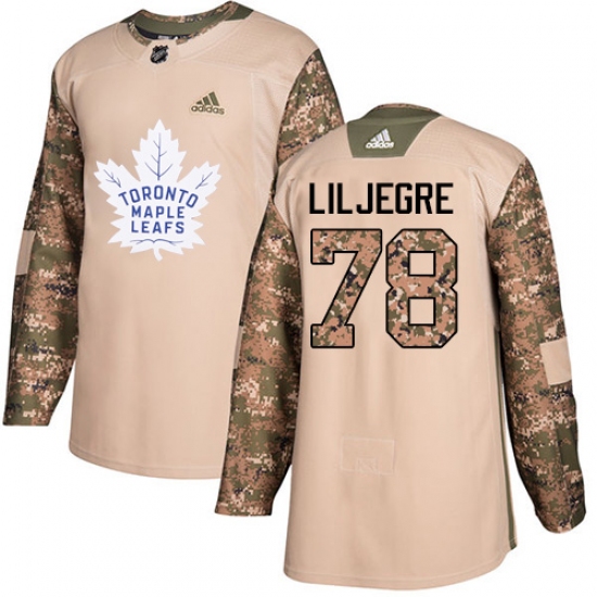 Men's Adidas Toronto Maple Leafs 78 Timothy Liljegren Authentic Camo Veterans Day Practice NHL Jersey