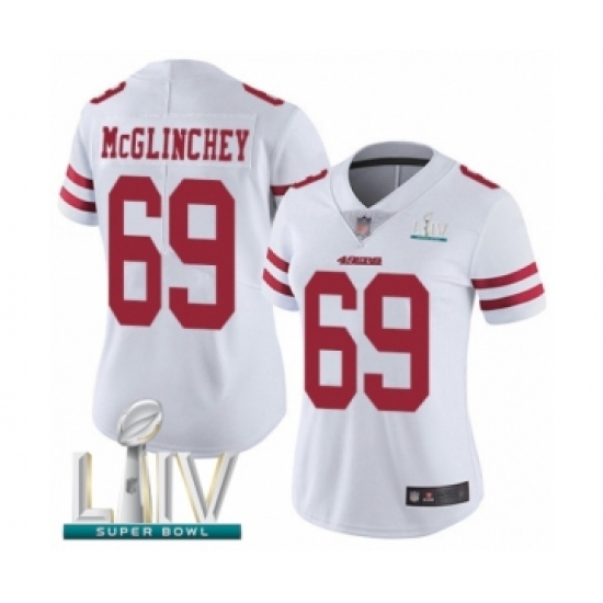 Women's San Francisco 49ers 69 Mike McGlinchey White Vapor Untouchable Limited Player Super Bowl LIV Bound Football Jersey