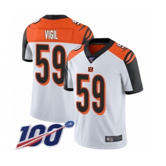Men's Cincinnati Bengals 59 Nick Vigil White Vapor Untouchable Limited Player 100th Season Football Jersey