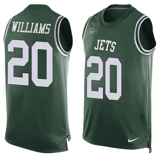 Men's Nike New York Jets 20 Marcus Williams Limited Green Player Name & Number Tank Top NFL Jersey