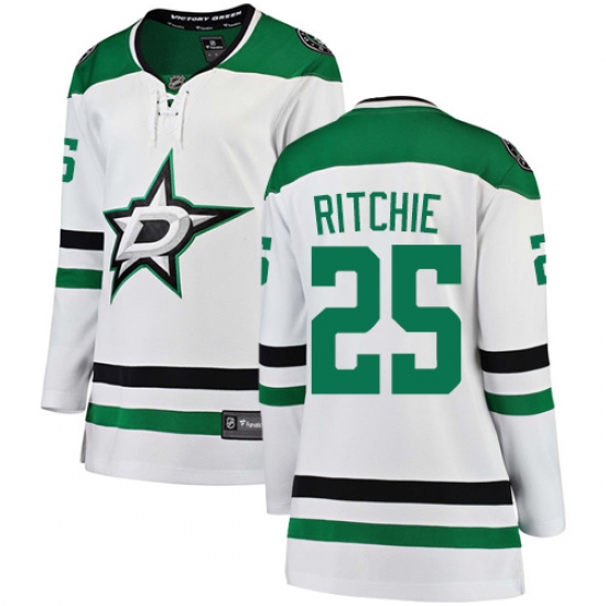 Women's Dallas Stars 25 Brett Ritchie Authentic White Away Fanatics Branded Breakaway NHL Jersey