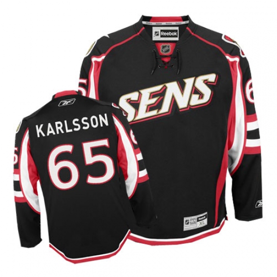 Youth Reebok Ottawa Senators 65 Erik Karlsson Authentic Black Third NHL Jersey