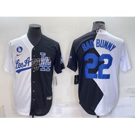 Men's Los Angeles Dodgers 22 Bad Bunny White Black 2022 Celebrity Softball Game Cool Base Jersey