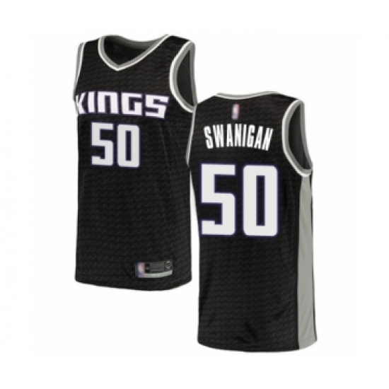Men's Sacramento Kings 50 Caleb Swanigan Authentic Black Basketball Jersey Statement Edition