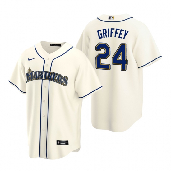 Men's Nike Seattle Mariners 24 Ken Griffey Jr. Cream Alternate Stitched Baseball Jersey