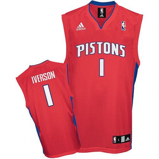 Men's Adidas Detroit Pistons 1 Allen Iverson Swingman Red NBA Jersey