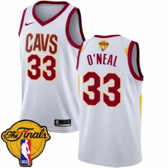 Women's Nike Cleveland Cavaliers 33 Shaquille O'Neal Swingman White 2018 NBA Finals Bound NBA Jersey - Association Edition