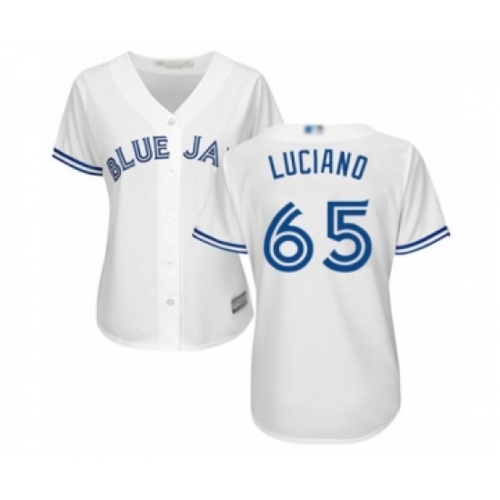 Women's Toronto Blue Jays 65 Elvis Luciano Authentic White Home Baseball Player Jersey