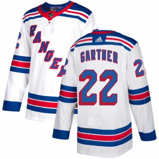 Men's Reebok New York Rangers 22 Mike Gartner Authentic White Away NHL Jersey