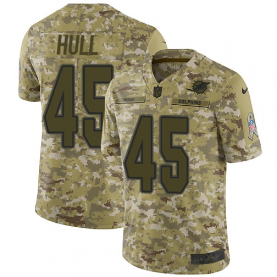 Youth Nike Miami Dolphins 45 Mike Hull Limited Camo 2018 Salute to Service NFL Jerseyy