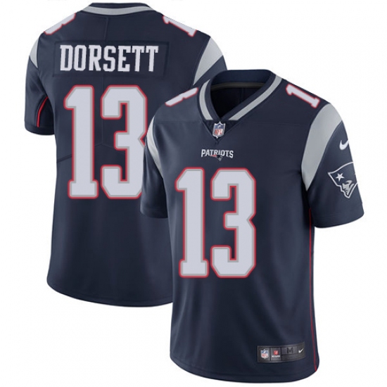 Youth Nike New England Patriots 13 Phillip Dorsett Navy Blue Team Color Vapor Untouchable Limited Player NFL Jersey