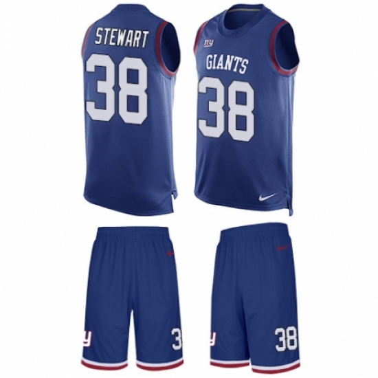 Men's Nike New York Giants 38 Jonathan Stewart Limited Royal Blue Tank Top Suit NFL Jersey
