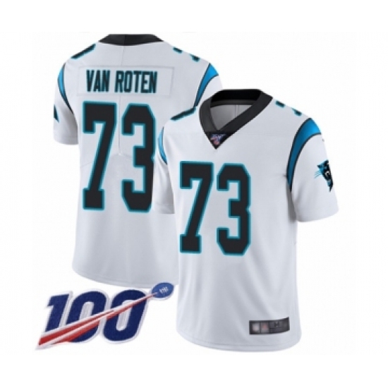 Men's Carolina Panthers 73 Greg Van Roten White Vapor Untouchable Limited Player 100th Season Football Jersey