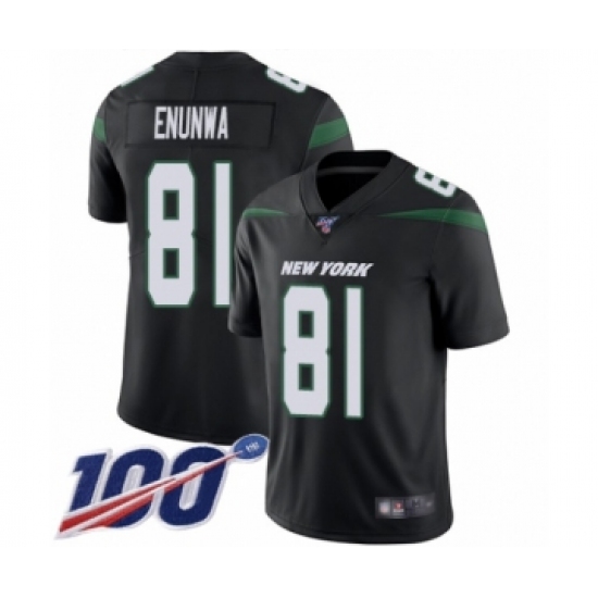 Men's New York Jets 81 Quincy Enunwa Black Alternate Vapor Untouchable Limited Player 100th Season Football Jersey