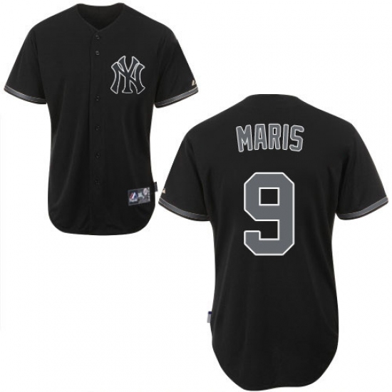 Men's Majestic New York Yankees 9 Roger Maris Authentic Black Fashion MLB Jersey