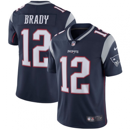 Men's Nike New England Patriots 12 Tom Brady Navy Blue Team Color Vapor Untouchable Limited Player NFL Jersey