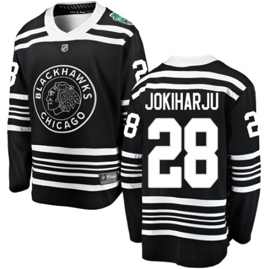 Youth Chicago Blackhawks 28 Henri Jokiharju Black 2019 Winter Classic Fanatics Branded Breakaway NHL Jersey