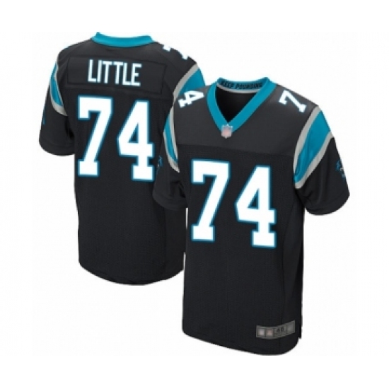 Men's Carolina Panthers 74 Greg Little Elite Black Team Color Football Jersey